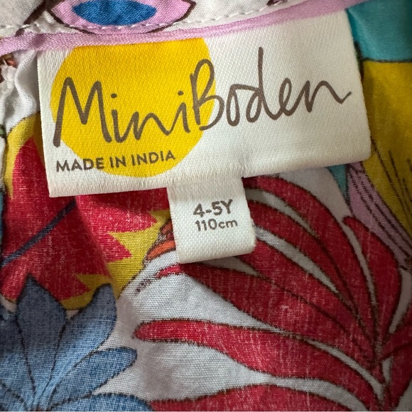 Mini Boden Floral Jungle Dress Ruffle Cotton Pockets Girls size 4-5 - Picture 8 of 9